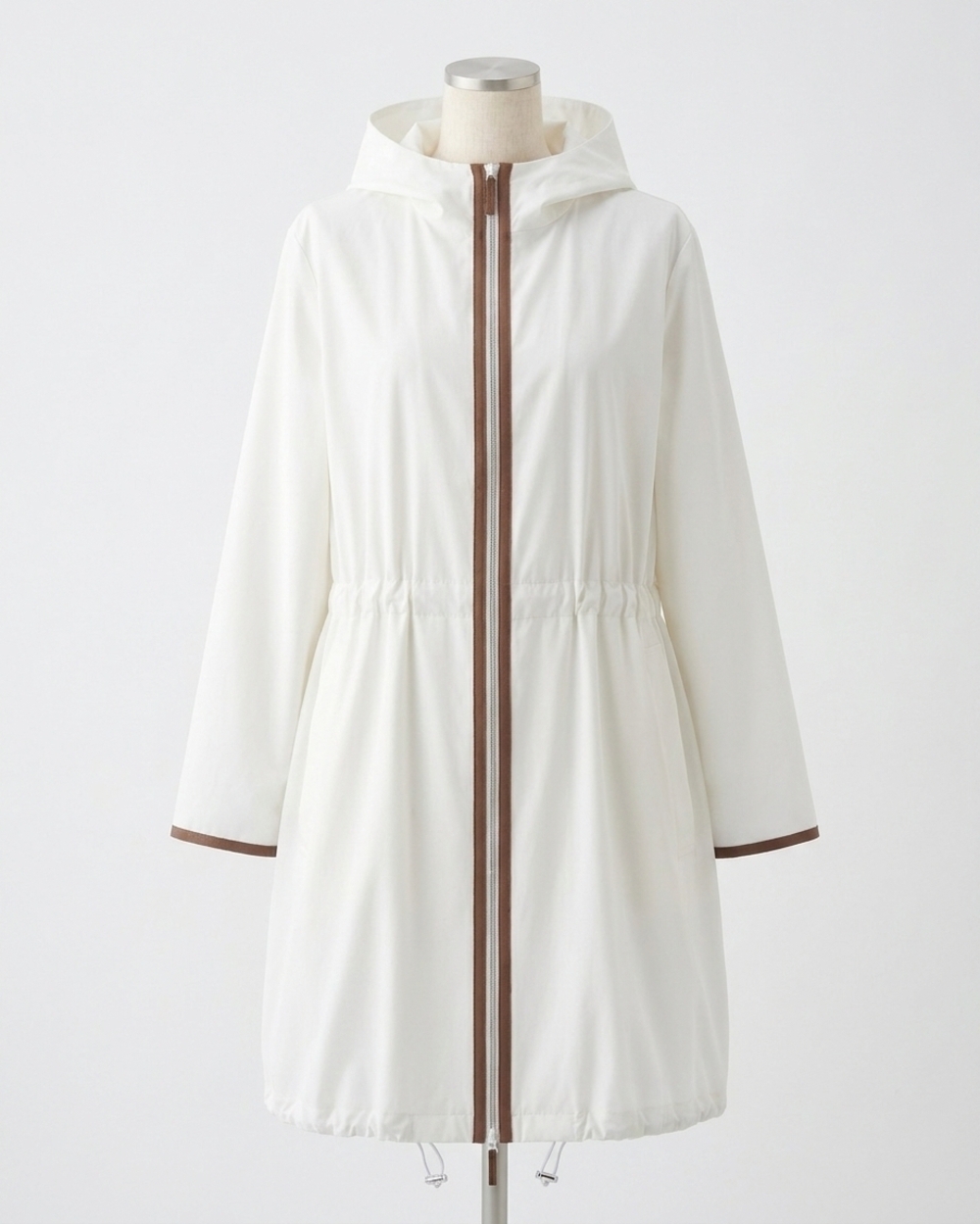 NEW LAFAYETTE 148 women's anorak jacket in white with leather trim